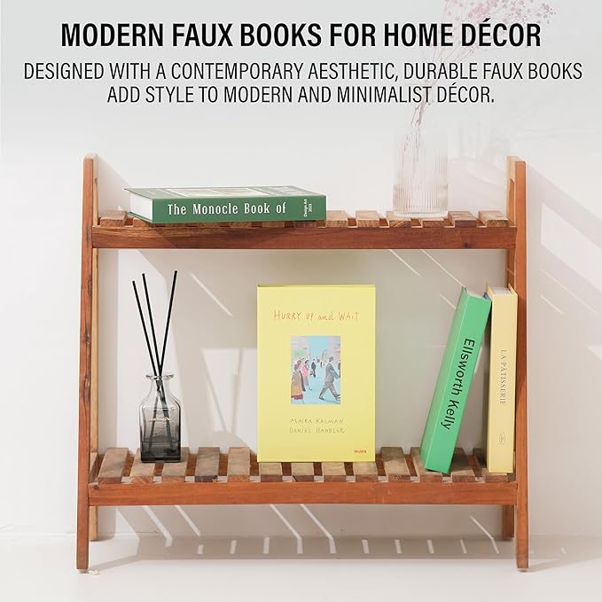 PROBENEX Earthy Sand Faux Decorative Books Set of 4 – Japandi & Scandinavian Neutral Coffee Table Book Stack | Minimalist Taupe Shelf Decor for Modern Living Room, Bedroom, Zen Home Styling