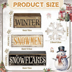 Moucuny 4 Pcs Winter Table Decorations Wooden Snowflake Decor Christmas Tiered Tray Decor Rustic Snow Block Signs Gift Farmhouse Christmas Centerpiece for Winter Wonderland Party Kitchen Shelf Home