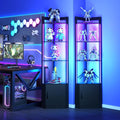 5-Tier Display Cabinet, Set of 2, 65" Tall Corner Shelf Stand with Storage, RGBWIC LED Light, Remote & APP Control, Adjustable Brightness/Color Temp, Floor Lamp Shelves for Living Room