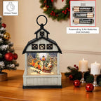 11-Inch Lighted Barn Lantern Swirling Water Glitter Globe with Santa Sleigh Scene, Battery Operated, 8H Timer, Holiday Sparkling Gift and Indoor Christmas Home Décor (Barn)