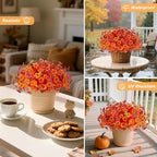 Artificial Fake Mums Fall Flowers for Outdoor Outside Decoration 12 Bundles Faux Silk Flowers Plants Realistic Daisy UV Resistant Fall Décor Autumn Front Door Porch Patio Yard Decoration