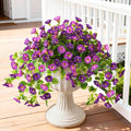 Homsunny Artificial Fake Flowers Plants for Outdoor, 2PCS Long 29.5 in Faux Petunias Silk Flower UV Resistant No Fade for Home Outside Garden Balcony Yard Porch Realistic Spring and Summer Decor