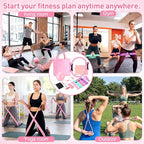 11 Pcs Pink Yoga Accessories Set for Women, Home Pilates Essential Kit for Workout Gym Lover Gifts with Yoga Mat Magic Circle Tote Bag 3 Resistance Bands Strap Socks Towel Ball TPE Loop