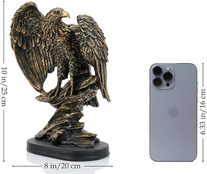 Vintage Eagle Statue for Home Office Man Table Decoration 10 inch Eagle Scout Gifts, US Citizenship Gifts, Symbol of Justice and Freedom