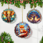 Fox Stained Glass Ornament - Christmas Tree Decor, Fox Ornaments for Christmas Tree, Gift Exchange