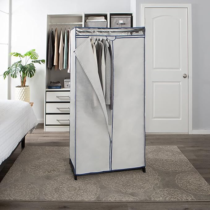 Simplify 36" Wide Portable Closet | Great for Clothes | Accessories | Heavy Duty | Hanging Rod | Easy to Assemble | Dimensions : 36” x 63” x 19” | White