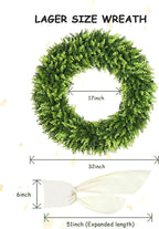 DDHS 32 inch Boxwood Wreath, Artificial Large Summer Wreaths for Front Door with Yellow Cloth can DIY Shaped, Spring or Summer Wreaths for Hanging in the Shop, Farmhouse, Roof Green Wreath Decoration