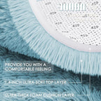 OLANLY Light Blue Round Rugs for Bedroom - Machine Washable, 3 ft Circle Area Rugs for Living Room, Soft and Fluffy Shaggy Carpet for Teen Girl and Boys, Nursery Rooms, Dorms, Home Decor Aesthetic