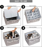 Moteph Shoe Organizer Closet Storage Solution with Clear Cover & Adjustable Dividers for Shoes, Handbags, Blankets, Linen, Clothing (Medium - 16 Pairs, Grey)