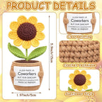 Wavwavw Coworker Leaving Gifts for Women Men, Positive Flower Doll Crochet with Card Funny Farewell Going Away Goodbye Gifts for Coworkers Employee Teacher Friends Retirement(Modern Style)