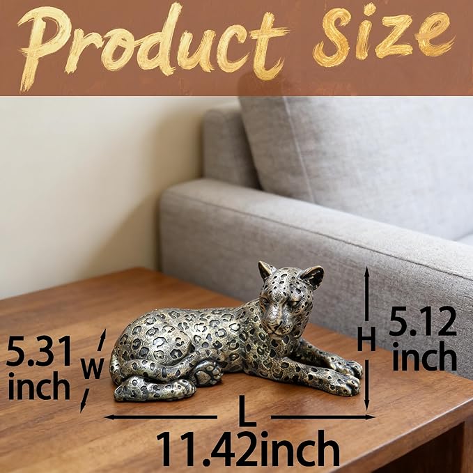 Cheetah Statue Home Decor Sculpture, Sitting Cheetah Desktop Ornament,Handmade with Resin,Office countertop Decoration,Suitable for Living Room, Dining Table, Bedroom