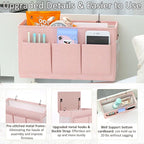 Edudif Dual-purpose Bedside Caddy Bedside Organizer, Bed Caddy with 6 Pockets, Versatile Bedside Storage Solution Magazine Remotes holder, ideal for Home, Dorm, Hospital, Crib Bed