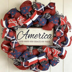 4th of July Decorations Outdoor Patriotic Wreaths for Front Door 250th Anniversary Decorations Red White and Blue American Flag Wreath (America 2)