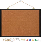 11" x 14.6" Cork Board Bulletin Board, Black Framed Corkboard, Oak Frame, Decorative Hanging Pin Board, Perfect for Office & Home Decor, Home School Message Board or Vision Board