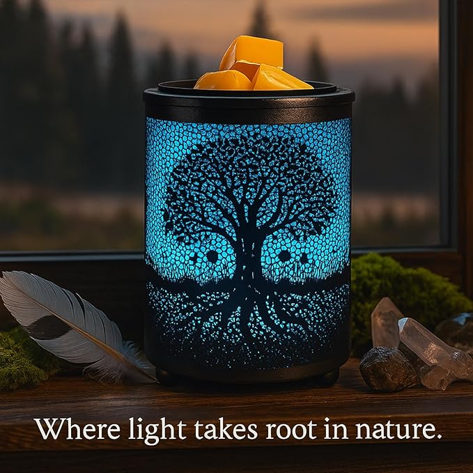 Leyoue Electric Wax Melt Warmer PTC Heating Plate with 7 Colors LED Changing Light Wax Warmer Fragrance Warmer for Home Office Gifts & Decor(Life Tree)