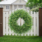 28 Inch Large Boxwoods Wreaths for Front Door Artificial Green Leaves Greenery Indoor Outdoor Wreath Home Decor Porch Window Wall Farmhouse Door Decorations Spring Summer Fall All Seasons