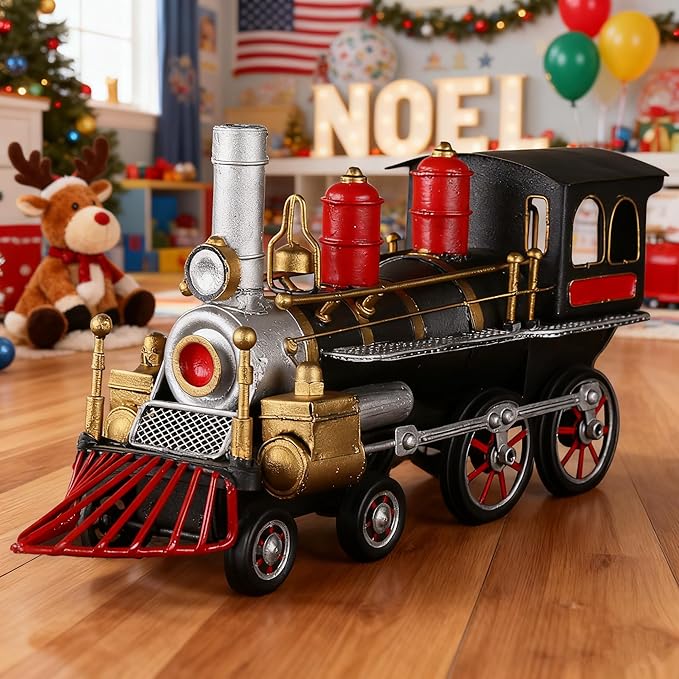 Metal Antique Vintage Car Model - Classic Collection Model Train Decor Metal Truck Christmas Decor Vintage Train Model Decorative Collectible