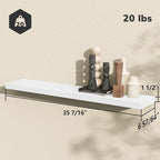 BAMEOS Floating Shelves, 35 in W x 7in Wide Display Shelf with Invisible Brackets, Set of 2 | Gallery Wall & Accent Décor Shelf for Bedroom, Living Room & Entryway White