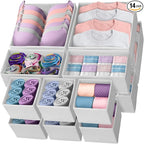 Reli. Dresser Organizer (14 Pack) | Drawer Organizer Clothes | Nursery Organization & Baby Clothes Organization for Drawer | Foldable Fabric Dresser Dividers for Bra, Nursery, Underwear, Socks (White)
