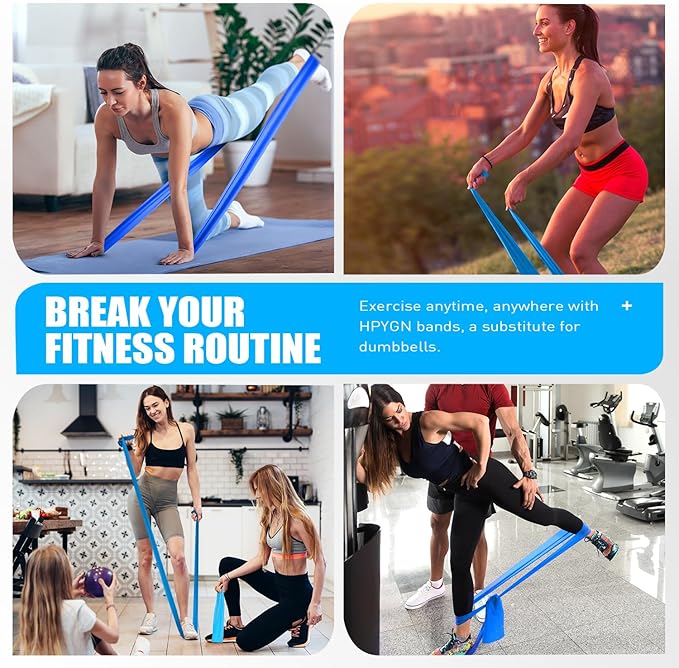 HPYGN 3 Levels Non-Latex Exercise Bands for Physical Therapy & Yoga, Professional Resistance Bands Set for Working Out, Strength Training, Pilates & Rehab, TPE Elastic Stretch Bands for Seniors, Women