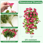 Homsunny Artificial Fake Flowers Plants for Outdoor Spring and Summer Decor, 2PCS Faux Petunias Silk Flower UV Resistant No Fade for Home Outside Garden Balcony Yard Porch and flowerpots, etc.（Red）