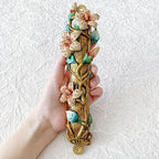 Hand-Painted Mezuzah, 9.5 Inches Large Mezuzah with Exquisite Enamel Design, Pomegranate Flower, and Scroll Included for Jewish Occasions