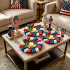 4 PCS 4th of July Hanging Wreaths for Cabinet Small Patriotic Tulip Silk Independence Day Wreaths for Front Door with Red White and Blue Flower Memorial Day Labor Day Candle Wreath for Home Wall Decor