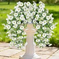 Artificial Hanging Flowers for Outdoors, 4 PCS UV Resistant Faux Plants Silk Realistic 150 Morning Glory Each Vines, Fake Plastic Floral for Garden Patio Spring Summer Decor, White