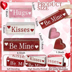Moucuny 4 Pcs Valentine's Day Table Decorations Wooden Heart Valentine Tiered Tray Decor Valentine Day Centerpiece Rustic Decorative Heart Block Signs Gift Farmhouse Valentines Decor for Home Kitchen