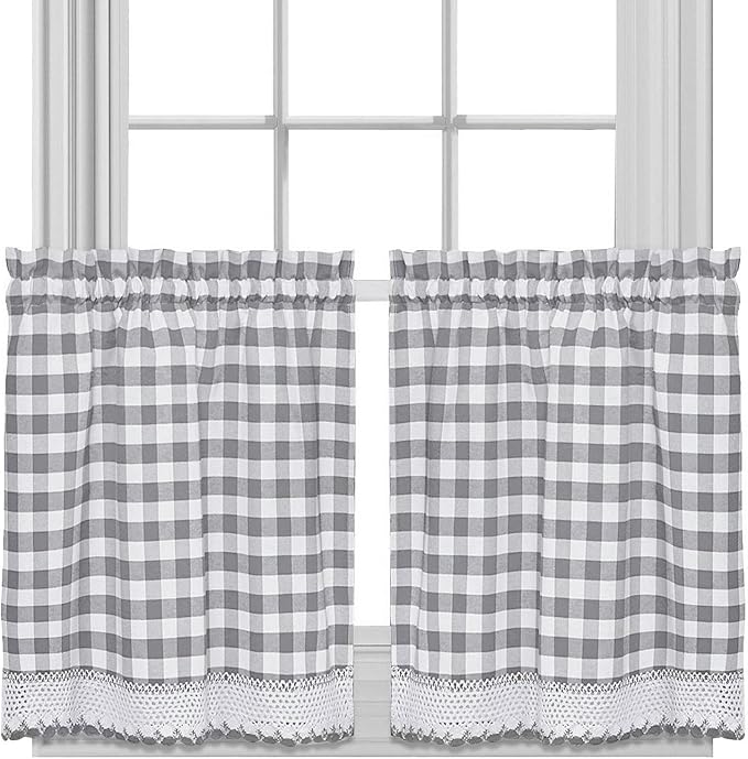 Sweet Home Collection Treatment Kitchen Window Curtain Panel, 36", Gray