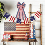 2PCS Large 4th of July Patriotic Bows for Wreath with Red White & Blue Stripe Stars Design for Front Door, Outdoor & Indoor Independence Day Decor