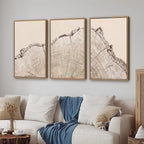SIGNINART Large Tree Ring Framed Canvas Wall Art Set, Rustic Beige Nature Wooden Wall Decor, Neutral Wood Stump Artwork, Modern Art Prints for Bedroom Living Room Office 16"x24"x3