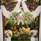 24inch Floral Swag Artificial Spring Lavender Daisy Swag with Wildflower Wisteria Front Door Twigs Leaves Flower Decorative Swag for Farmhouse Wedding Arch Party Wall Home Indoor Outdoor Holiday Decor