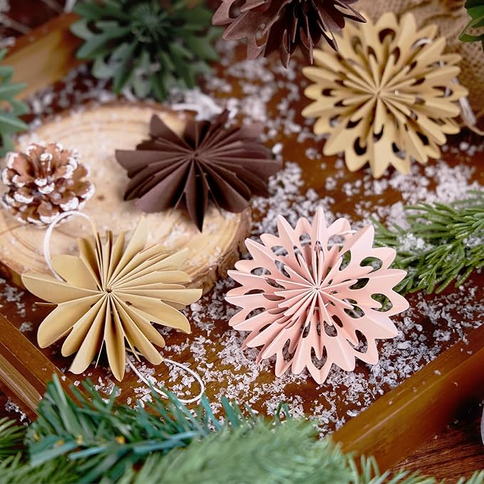9PCS Mini Christmas Snowflake Ornament - Paper Hanging Snowflake Ornament for Christmas Tree Boho Paper Hanging Decorations for Holiday Indoor Home Decor