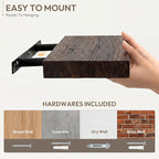Marsmiles 30 inch Floating Shelves for Wall Solid Elm Wood Shelves|Rustic Wall Shelves with Invisible Heavy-Duty Bracket for Bathroom Living Room Kitchen|Walnut, 2 Pack