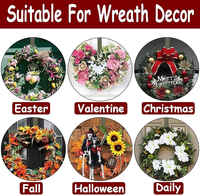 Wreath Hanger for Front Door, Adjustable from 15" to 25" Wreath Door Hanger for Christmas Fall Wreaths Decorations Hook, Brushed Nickel
