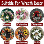 Wreath Hanger for Front Door, Adjustable from 15" to 25" Wreath Door Hanger for Christmas Fall Wreaths Decorations Hook, Brushed Nickel