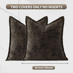 HPUK Fall Chenille Soft Throw Pillow Covers 18x18 Set of 2, Accent Cushion Covers for Living Room, Bedroom, Decorative Solid Color Pillow Covers for Couch, Sofa, Chair, Charcoal