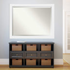 Amanti Art White Wall Mirror 35x45 Corvino White Rectangle Bathroom Mirror for Wall Decor Living Room, X-Large Modern Wood Frame, Hangs Horizonally and Vertically, Bathroom Decor, Beveled Edge