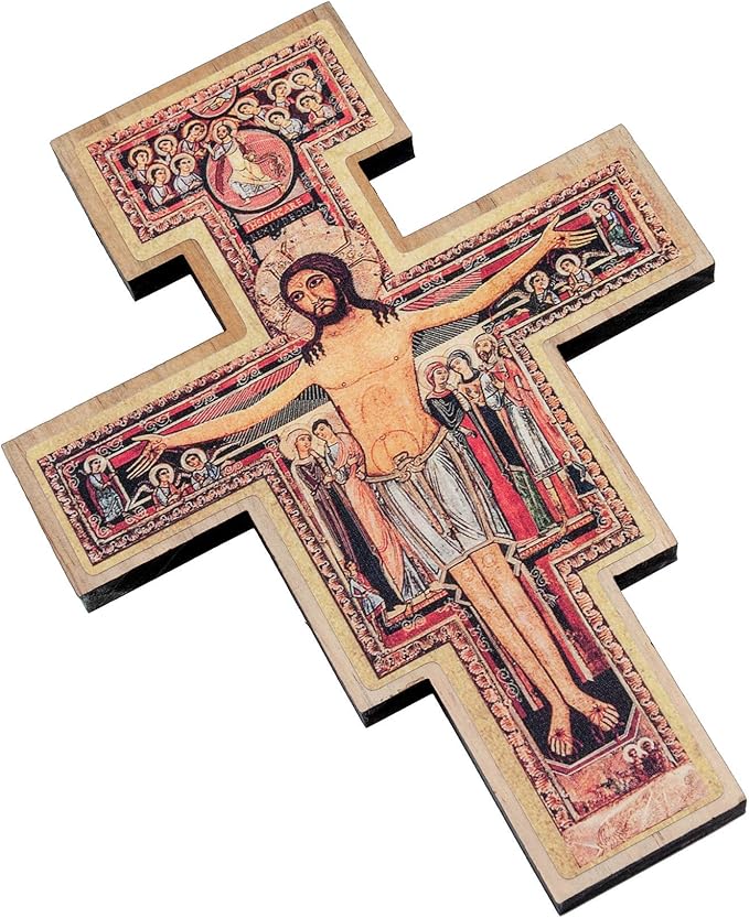 Intercession San Damiano Wall Wood Cross Crucifix (8 in)