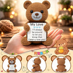 WELLBANEE My Love Gifts for Him Her, Positive Crochet Bear Gift for Husband Wife Boyfriend Girlfriend, Romantic Birthday, Handmade Emotional Bear