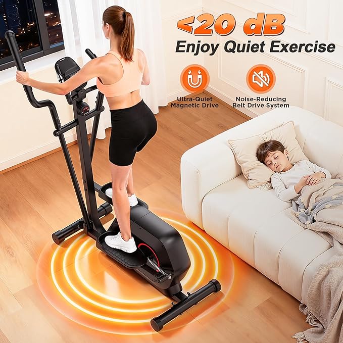 Elliptical Exercise Machine for Home Use, Elliptical Machine with Hyper-Quiet Magnetic Drive System, 14-Level Resistance Adjustment, 15.5IN Stride, 300LBS Weight Capacity, Tablet Holder