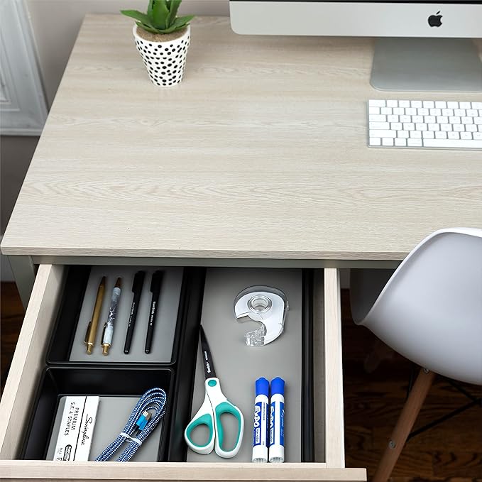 Drawer Organizers 3-Size | Office, Kitchen, Desk, Junk Drawer Organization & Storage Tray [6 Pcs]