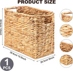 Tatuo Seagrass Magazine Baskets Magazine Holder Tall Narrow Woven Storage Wicker Basket Floor Bathroom Home Office Handwoven Holder for Books, Newspaper, File and Mail(Light Brown)