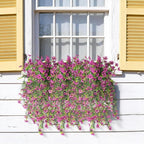 Artificial Hanging Flowers for Outdoors, 2 Pcs Fake Hanging Plant Spring Summer Decor, UV Resistant No Fade Realistic Faux Flower for Front Door Porch Planter Patio Garden Yard(Purple)