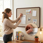 Bulletin Board, 48 x 36 inches Decorative Felt Board Foldable Photo Board Pin Boards, Cork Board Alternative for Walls, Office, Home, Classroom with Pushpins ＆ Small Storage Bag, Brown