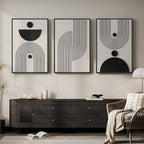 Large 3D Textured Framed Black and White Abstract Wall Art for Living Room, 3 Piece Modern Geometric Paintings, Minimalist Neutral Relief Pictures for Dining Bedroom Hallway Office Wall Decor, 24x36 In