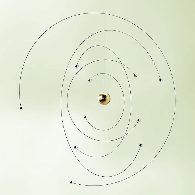 Niels Bohr Atom Model Hanging Mobile - 9 Inches - Steel - Handmade in Denmark by Flensted