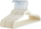 Amazon Basics Slim Velvet Non-Slip Space Saving Suit Clothes Hangers, Closet Organizer, Ivory/Beige, 30-Pack