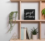 SRADMO Black and White Wood Box Sign Desk Decor 6x6, Inspirational Desk Decor Wooden Block Box Sign For Home Office Shelf Table Decoration (Black)